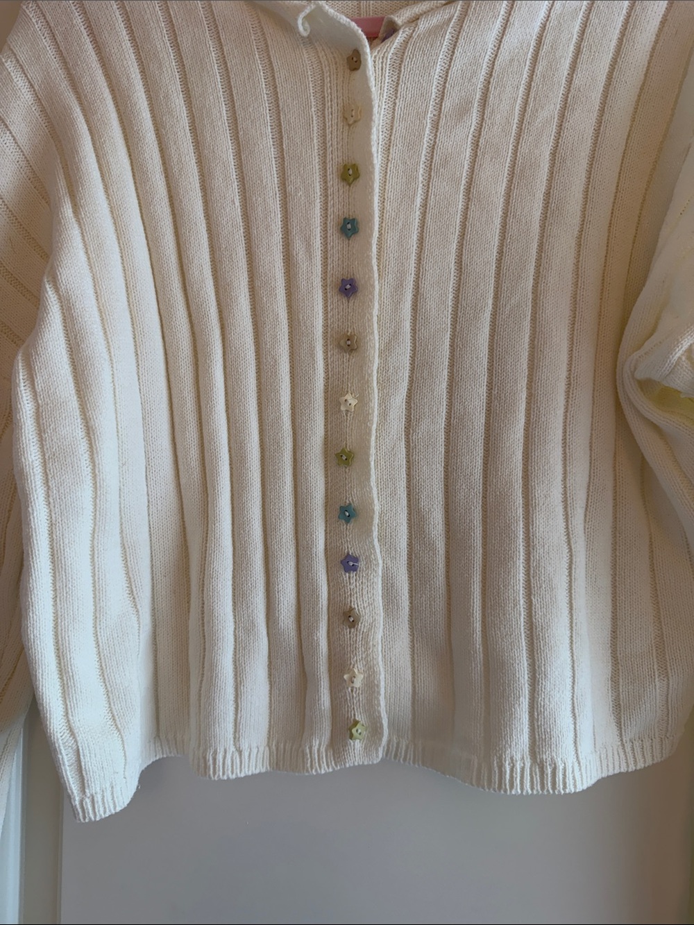 Things Between Cream Ribbed Button Cardigan with Colorful Accents - Picture 3 of 4